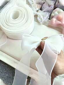 1 rolă de 10 yarzi, organza, panglică satinată cu margini ondulate granulare - panglică decorativă pentru buchete de nuntă de culoare solidă, potrivită pentru buchete lucrate manual, margini decorative pentru copt tort de ziua de naștere, împachetare cadouri, decorațiuni pentru petreceri, aranjamente florale, verde deschis/alb/roz/violet/vișiniu, panglică cadou - Multicolor - Vizualizare 15