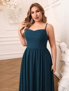 AOSHABABI Navy Blue Draped Chiffon Elegant Women's Evening Gown, Suitable For All Formal Occasions, Galas, Wedding Guests, Music Festivals, Holiday Parties, Graduation Dances, Cocktail Parties, Dates, Vacations, And Bridesmaid Dresses Spring Party - Navy Blue - View 6
