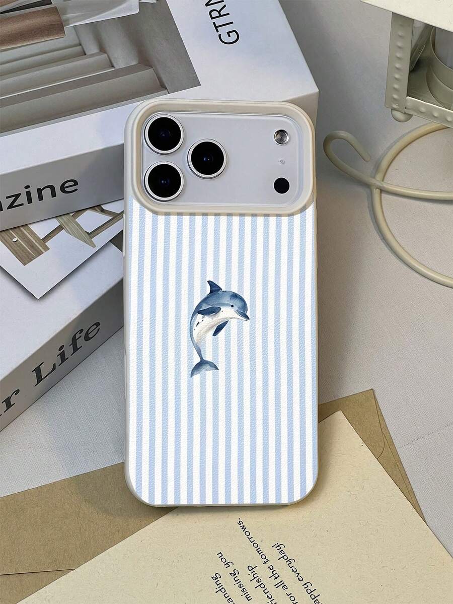 1 chiếc ốp lưng điện thoại mùa hè thời trang phiên bản giới hạn họa tiết da cá mập xanh sọc vằn, chất liệu TPU chống nước, chống sốc, chống trượt, mềm mại, tương thích với Apple/, phiên bản quốc tế, không phải phiên bản nội địa.