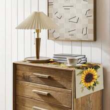 1pcs, Pastoral Style Sunflower Table Runner, Warm Home Decor, High-Quality Table Cloth/Coffee Table Cloth, Fresh And Natural Style, Suitable For Living Room And Bedroom Decoration, Artistic Print, Durable Material, Suitable For All Seasons. - Nhiều màu - Xem 5