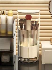 1pc Automatic Pop-Up Makeup Brush Holder, With Press-Down Lid - Dust-Proof Cosmetic Storage, Space-Saving Design, Suitable For Vanity, Bathroom Countertop, Travel - Can Hold Brushes, Pens, Eyeliners, Brow Pencils - Great For Home, Salon Or On-The-Go, For Cosmetics, Stationery And Small Items, Multi-Functional Stand-Up Makeup Brush Organizer , Makeup Room Decor,Makeup Bag,Travel Essential - Multicolor - View 17