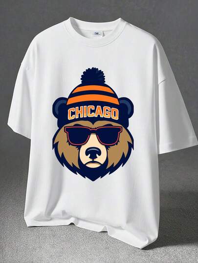 تي شيرت كاجوال للرجال بطبعات، رقبة دائرية، أكمام قصيرة، مقاسات كبيرة، صيفي