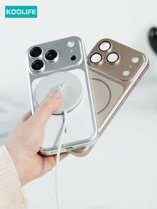 Magnetic Koolife 1pc Thin Ring Magnet PC Large View Window Phone Case, Solid Color Matte Case Compatible With IPhone 17, Raised Lens Protection Case, Compatible With IPhone 17/17 Pro/17 Pro Max - Desert Gold - View 6