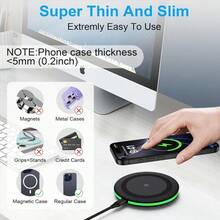 Fast Charging LED Breathing Light Circular 15W Max Wireless Charger Compatible With IPhone 17/16/15/14/13/12/SE/11/11 Pro/XS Max/XR/X/8 And Galaxy S23/S22/Note Series Graduation Memorial Day - White - View 6