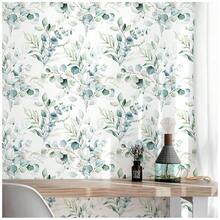 Peel And Stick Wallpaper Boho Eucalyptus Leaf Wallpaper For Bathroom Renter Friendly Removable Wallpapers Stick On Contact Paper For Bedroom Home Decor 17.5 X118 In - 綠/白 - 查看 3