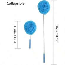 12 Feet Long Handle Microfiber Ceiling Fan Dust Collector - Reusable, Machine Washable, Extra Long Slanted Blades, Detachable Brush Head, Perfect For Living Room Cleaning, Dust Removal Tool | Efficient Cleaning | Microfiber Head, Duster For Cleaning