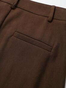 Women's Retro Asymmetric Hem A-Line Midi Skirt, Suitable For Daily Commute - Brown - View 7