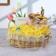 Caleihd Crinkle Cut Paper Grass Cushion Paper Streamer For Christmas Wedding Birthday Bridesmaid Engagement Craft Gift Boxes Bags Filler Decoration 4.5oz Yellow - Yellow - 查看 5