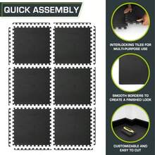 ProsourceFit Extra Thick Puzzle Exercise Mat ¾" and 1" EVA Foam Interlocking Tiles for Protective Cushioned Workout Flooring for Home and Gym Equipment - Negro 1 pulgada 24 pies cuadrados 6 baldosas - Ver 7