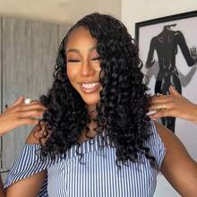 EAYON HAIR Loose Deep Wave Natural Color Crochet Human Hair Bundles Invisible Pre-Separated Human Crochet Hair 14-22 Inch 100 Strands/120G Miracle Knots Crochet Hair For Travel, Vacation, Holiday, Wedding, Summer Beach - Natural Black - 查看 8