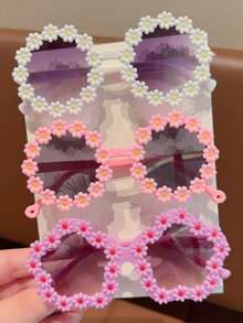 2/3/4pcs/Set Girls Cute Floral Fashion Fashion Glasses, Card Display Only, No Shipping - Multicolor - View 28