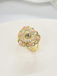 1pc Fashionable Elegant Rose Flower 26 Letters Adjustable Rings, Jewelry Gift - Yellow Gold - View 13