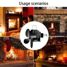 Ventilador magnético para estufa MICHSO, alimentado por calor, para chimeneas y tubos, distribución eficiente del calor en el hogar - Negro - Ver 7