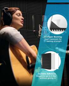 Knightsacoustic 24 Pack Sound Proof Foam Panels For Walls With Self Adhesive, 12x12x1 Acoustic Foam Panels, High Density Acoustic Panels Sound Absorbing, Fire Resistant Studio Sound Proofing Black - ColorI - 查看 3