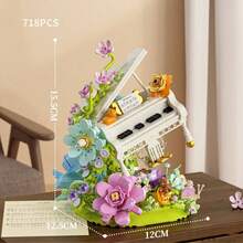 700+PCS High-Quality ABS Material, Adult Building Blocks Piano Series - Complex White And Green Piano Model With Vibrant Floral And Natural Design. Suitable As Birthday Gift, Gift For Girls, Home Decor Ornament. - Multicolor - View 1