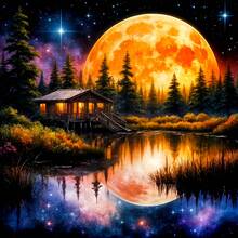 High Quality 1-Piece Diamond Painting Kit, Moonlit Landscape, Multiple Sizes Available, Diamond Painting Art Kit 5D Full Diamond Round Diamond DIY, Full Diamond Art And Crafts, Packaging, Suitable For Home Decor, Living Room, Kitchen, Bedroom Wall Decoration, Gifts, Relaxation And Entertainment, Perfect Gift For Friends And Family - Multicolor - View 8