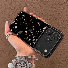 苹果phonecase彩色斑点块799JPCYKSamsungGalaxyS24Ultra圣诞礼物iPhone13Pro新年礼物14男女朋友生日礼物 - 半透明の黒 - チェックする 7