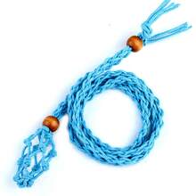 1件水晶石项链吊坠，天然石编织网袋吊坠，可调节手工网袋项链，配紫水晶原石