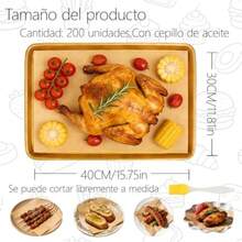 CYPN200PCS Hojas de Papel Pergamino Para Hornear Con Cepillo de Aceite 30*40CM Papel Para Freidora de Aire Parchment Paper Papel Encerado Para Hornear Color cuero 30*40CMFashion - 227654566 - Ver 3