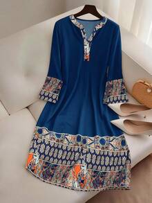 春夏秋季梭织连衣裙，优雅迷人的中东风情，适合度假、休闲、约会、旅行等场合。 - 彩色 - 查看 1