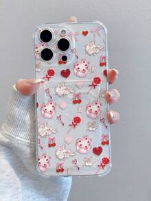 1pc Cupid Valentine's Day Heart Design, Transparent Anti-Drop TPU Phone Case, Can Be Given As Holiday Gift, Compatible With IPhone XS/XS Max/XR/11 12 13 14 15 16 Pro 17/Pro Max/14 15 16 Plus, Card/Photo Holder - Clear - View 2