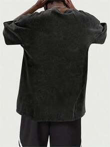 Japanese Anime Eva Rei Ayanami Unisex Short-Sleeved T-Shirt Retro Print Loose Fit  Washed Cotton Tops For Men And Women - màu đen - Xem 3