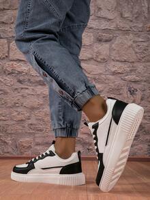 Sepatu Sneakers Olahraga Kasual Colorblock Ringan Terbaru, Sepatu Atletik Pria yang Modis, Bernapas, dan Nyaman, Serbaguna untuk Musim Semi/Panas - Hitam - View 3