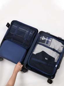 10件套旅行收纳袋,可折叠行李打包袋,大容量衣物收纳袋,束口袋,旅行配件收纳包,适用于化妆刷、卫生巾、口红、化妆品、牙刷、肥皂、梳子、珠宝、电子产品等,化妆包,旅行必备 - 藏蓝色 - 查看 6