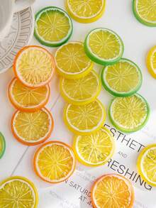 20pcs Artificial Plastic Lemon Slices, Suitable For Spring Wedding, Mother's Day, Valentine's Day, Vase Decor, Also For Home Dining, Bedroom Decor, Holiday Birthday Party, Outdoor Garden Decor - Color Mixing - View 1