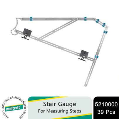  Wolfcraft Stair Gauge Measuring Set, 39 Piece Precision Gauging Kit For Measuring Steps And Repeating Angles, Ideal For Stair Building, Carpentry And Renovation Projects