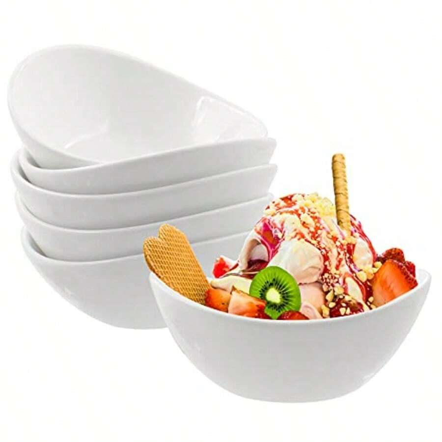 Juego de 6 cuencos de cerámica para helados platos pequeños para salsa de postre de cerámica ideal para salsa de tomate soja barbacoa y otras cenas de fiesta blanco - blanco - Ver 1