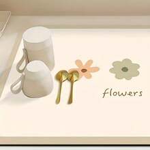 This Single-Piece Floral Pattern Kitchen Countertop Mat Is Made With A Quick-Drying Diatomite Protective Layer, Featuring Waterproof, Easy-To-Clean, And Heat-Insulating Properties. It Can Be Used As A Kitchen Countertop Draining Mat, Dining Table And Bar Counter Absorbent Pad, Non-Slip Tablecloth, Drying Mat, And Pet-Friendly Pad. Additionally, It Can Also Serve As A Dining Table Decoration, Tableware Mat, And Kitchen Home Decor. - Multicolor - View 4