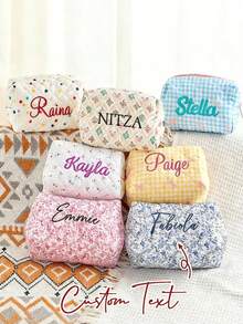 1 pieza Bolsa de cosméticos/bolsa de almacenamiento/bolsa de aseo personalizada bordada con flores, de gran capacidad y peso ligero, de uso versátil, con patrón de bordado personalizable, regalo ideal para novia, familia, compañeras de clase, hermanas, adecuado para viajes de negocios, vacaciones, regalo para dama de honor, bolsa de cosméticos, regalo personalizado, regalo de propuesta para dama de honor, regalo de despedida de soltera, regalo para fiesta de novia, decoración de oficina, accesorio de estilo de vida elegante. - Multicolor - Ver 3