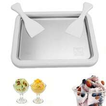 Rolled Ice Cream Maker Kit, At-Home Rolled Ice Cream Tray With 2 Scrapers, DIY Homemade Rolled Ice Cream Machine, Instant Easy Bake Ice Cream Maker For Families And Parties(White) - White - View 9