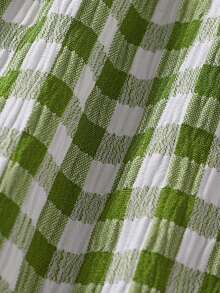 2件套女婴柔软舒适休闲优雅套装，可爱蝴蝶结装饰格子图案荷叶边连体衣连衣裙和发带套装，新生儿婴儿服装，适合夏季日常穿着、度假、派对、拍照、户外活动 - 彩色 - 查看 10