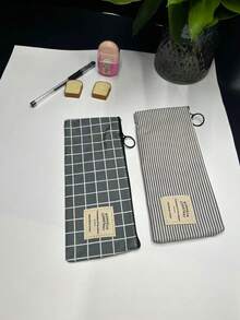 创意清新风格铅笔盒，条纹牛津布收纳袋，文具盒，铅笔袋，化妆包，返校必备