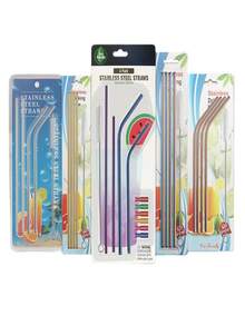 6支装可重复使用304不锈钢吸管，可用洗碗机清洗，包含2个清洁刷和1个收纳袋，日常饮用，限量版热销 - 彩色 - 查看 9