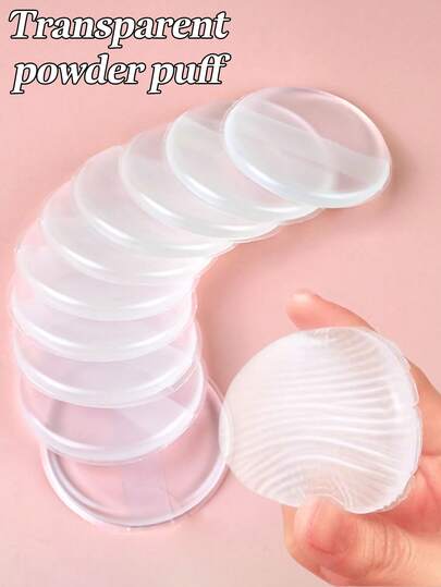 1/2pcs Non-Absorbing Makeup Sponge Puff, Suitable For Crystal Cushion Foundation, Transparent And Easy To Apply Makeup