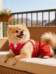 2pcs Plush Bow Tie, Suitable For Decoration Of Small And Medium-Sized Dogs And Cats. Adjustable Bow Tie Collar, Perfect For Winter And Pet Clothing Accessory Decoration - Multicolor - View 5