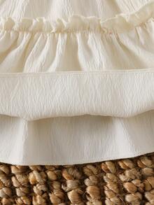 Baby Girls' Sleeveless Apricot Sweet Fashion Cute Cherry Embroidery Peter Pan Collar Princess Dress, Summer - Apricot - View 8