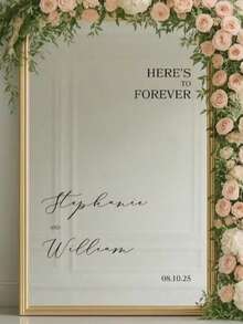 Customizable Mirror Surface Wedding Stickers, Suitable For Weddings And Events, Can Be Used As Welcome Sign Stickers, Bridal Shower Activity Display Stickers. Multifunctional, Decorative, Reusable, Exquisite, Fashionable, High-Quality, Colorful, Modern, Customizable, Personalized, Unique, Ideal Gift For Him, Also Suitable For Her, Boyfriend, Dad, Girlfriend, Mom, Family, Friends, Can Be Used In Tea Room, Home, Garden And Other Occasions. - Multicolor - View 6