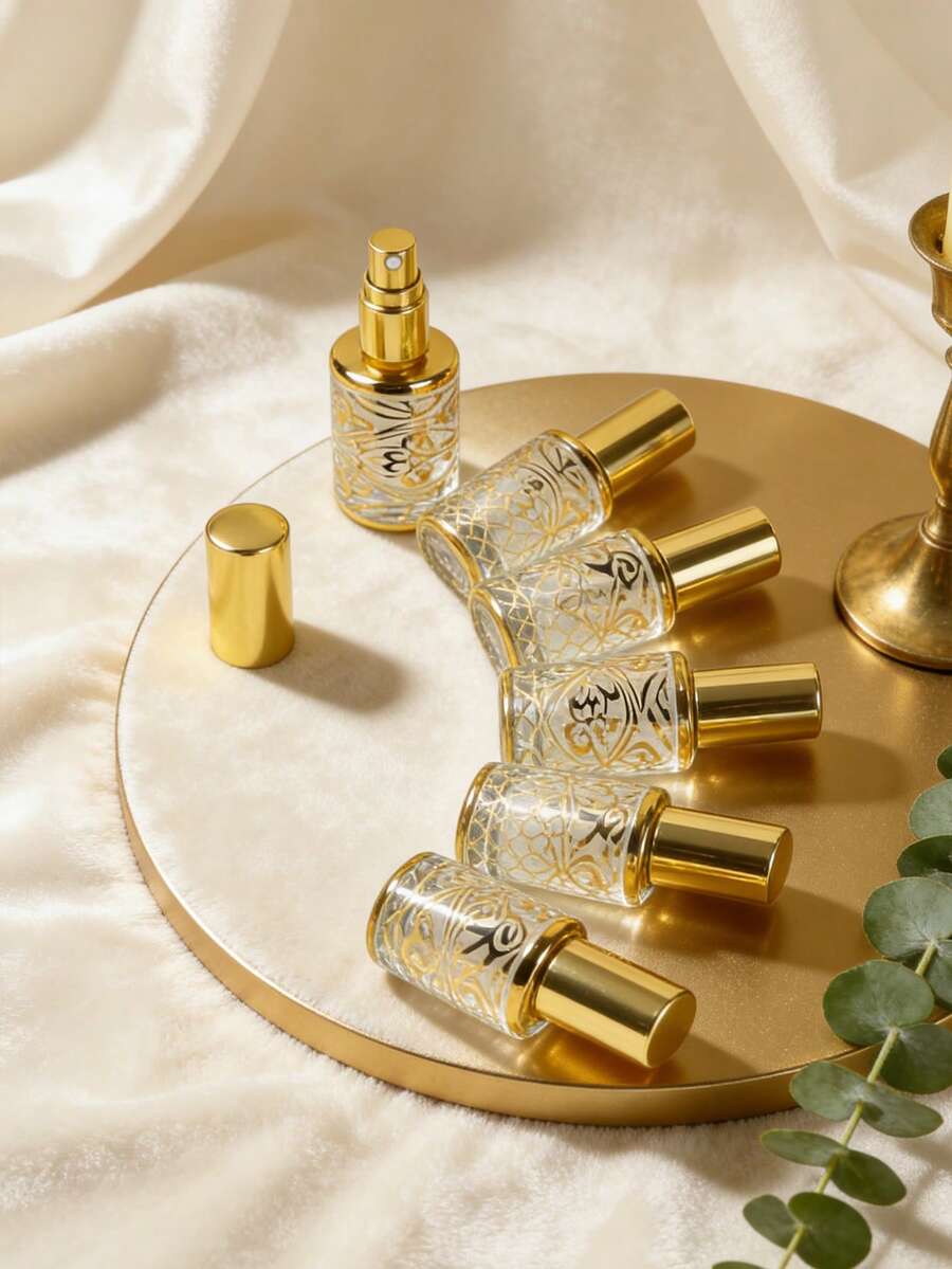 1个中东风情奢华可填充细雾喷雾瓶 - 高级空香水爽肤水瓶，便携式旅行健身包必备，适合日常保湿香薰，防漏轻巧化妆品容器，优雅新品，生日情人节礼物 - 彩色 - 查看 1