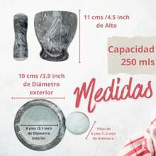 CYPNSet Mortero con Pilón de Mármol 250 ml 11.5 cm de Alto x 10 cm de Diámetro Resistente al Calor Acabado Brillante y Pulido Hecho a ManoFashion - 227643344 - Ver 6