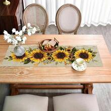 1pcs, Pastoral Style Sunflower Table Runner, Warm Home Decor, High-Quality Table Cloth/Coffee Table Cloth, Fresh And Natural Style, Suitable For Living Room And Bedroom Decoration, Artistic Print, Durable Material, Suitable For All Seasons. - Nhiều màu - Xem 3