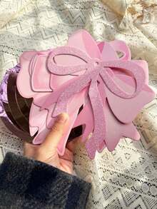7pcs Pink Bow Party Hanging Swirls Decorations, Bowknot Birthday Party Foil Ceiling Decor For Women Bowknot Bachelorette Wedding Party Decorations,Black Bow Photo Props - 粉色 - 查看 4