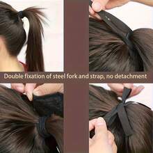 抽绳马尾假发，波浪卷发，合成纤维，耐热假发片，女士适用，瞬间增加发量 - 彩色 - 查看 7