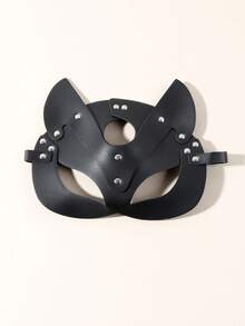 1个皮质狐狸面具，化装舞会面具，服装配饰道具 - 黑色 - 查看 5