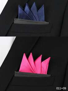 男士便携式口袋方巾（半条装），高品质西装口袋巾，优雅纯色，柔软轻盈，适合婚礼或其他正式场合。