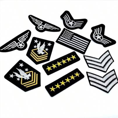 11pcs/Set Camouflage Hobby DIY Embroidery Patches Applique For Clothing, Jackets, Hats, Backpacks, Jeans - Iron-On/Sew-On Decorative Military Hobbies Badges