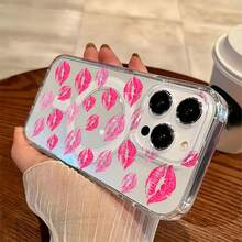 Kiss Marks Mobile Phone Case, Designed With Vibrant Pink And Red Lip Print Design, Suitable For IPhone 16, 15, 14, 13, 12 And 11 Pro Models, Made Of TPU Material, And Provides Shockproof Protection. Perfect For Family, Friends, Children, Birthdays, Spring, Holidays, Boyfriends, Girlfriends, And Valentine's Day Gifts. - 透明CZ11 - 查看 4